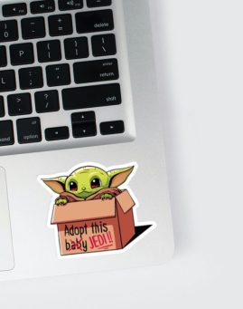 Baby Yoda Adopt 3 stiker za laptop
